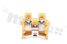 Installation terminal block with PEN function; 1-level; 2-contacts; for wire 4,0-35,0mm2; screw terminal; yellow; Din rail; 1000V