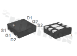 Transistor: N+N-MOSFET; unipolar; 20V; 4.8A; 0.034ohm; 1.25W; -55+150 deg.C; SMD; DFN2X2-6