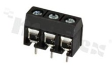 Listwa zaciskowa do PCB; w rastrze 5.00mm; 3-torowa; pionowa; na przewód 1.5mm2 (AWG 22-14); ze śrubami na wkrętak krzyżakowy; czarna; klatka stalowa; UL 300V/10A, TUV 250V/15A