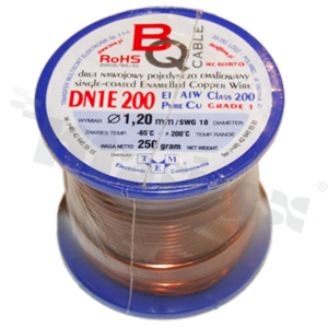 Insulated winding wire; with one layer of enamel insulation; diameter 1.20mm; SWG 18; -65+200 deg.C; 24m; 250g.