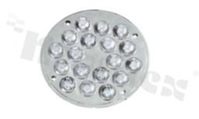 Lens for LED high power; angle: 40 degrees ; Number of LEDs: 18; Dimensions: round 110mm; Height: 14.9mm; material: PMMA; PC; Fastening: glue