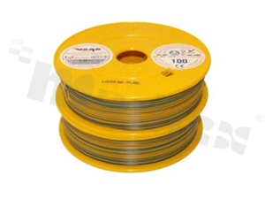 Single wire LGY/H05V-K; with copper multi-strand; yellow/blue; cross section 0.50mm2; AWG 20; 500V; -40+105 deg.C; 100m.