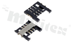 Podstawka karty SIM; 6-stykowa; SMD; z ogranicznikiem i zabezpieczeniem wsuwanej karty zamiennik AMPHENOL C707-10M006-136-2