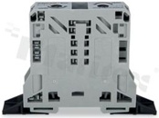 Din rail terminal block; power cage clamp; 2-contacts; spring-loaded;grey;for wire 10-50mm2; 600V/150A