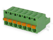 Pluggable terminal block; 5.08mm pitch; 07-ways; female; for wire 2.50mm2 (26-16AWG); wire insertion direction same as plug-in direction; p.bronze contacts; spring clamp; brass cage;  UL 300/10A