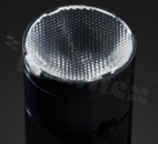 Soczewka do diod LED high power; kąt rozsyłu: 22 do 28 stopni FWHM; ilość diod: 1; rozmiar: okrąg 22mm; wysokość: 14.7mm; rodzaj materiału: PMMA; PC; sposób mocowania: taśma
