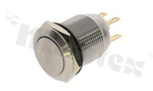 Push button switch; monostable; 19mm; solder terminals; stainless steel; IP65