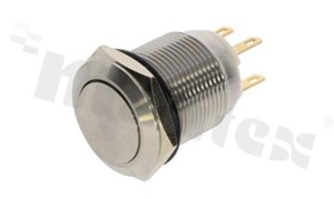 Push button switch; monostable; 19mm; solder terminals; stainless steel; IP65