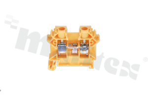 Złączka szynowa ; 1-poziomowa; 2-zaciskowa na przewód 0,5-10,0mm2; zacisk śrubowy; żółto-zielona; na szyne DIN; 1000V