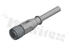 Conec 43-10072; M12 8pin; A-coded Female; straight; Screw; overmolded 2m cable; IP67