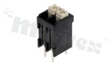 PCB terminal block; pitch 3.50mm; 2-ways; vertical entry; range wire 0.2-1.5mm2 (AWG 24-16); spring-loaded; black; UL 300V/12A