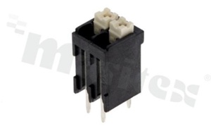 Listwa zaciskowa do PCB; w rastrze 3.50mm; 2-torowa; pionowe wejście przewodu; na przewód 0.2-1.5mm2 (AWG 24-16); ze stykiem sprężynowym; czarna; UL 300V/12A