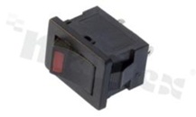 Miniaturowy przełącznik typu Rocker; jednobiegowy; 2-pozycyjny; 19.2x13mm; konektory SPST; przycisk czarny podświetlony LED; 3A/250V