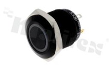 Push button switch; monostable; 16mm; solder terminals; aluminium; ring blue illumination; IP65.