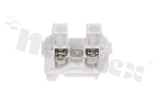 Złączka szynowa; 1-poziomowa; 2-zaciskowa na przewód 0,5-35,0mm2; zacisk śrubowy; biała; na szyne DIN; 1000V/125A