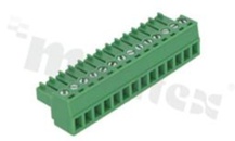 Pluggable terminal block; 3.81mm pitch; 14-ways; female; for wire 1.5mm2 (28-16AWG); wire insertion direction same as plug-in direction; p.bronze contacts; brass cage; UL 300V/8A;
