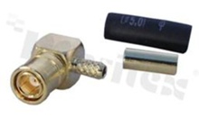 Złącze SMB; żeńskie; kątowe; zaciskane na kablu RG174