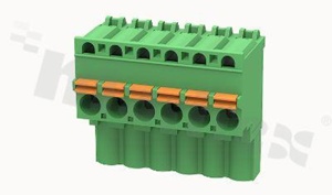 Listwa zaciskowa rozłączalna; w rastrze 5.08mm; 6-torowa; żeńska; na przewód 2.50mm2 (26-12AWG); kątowa; z zaciskiem sprężynowym; styki z fosforobrązu; stalowa klatka; UL 300/10A TUV 320/20A