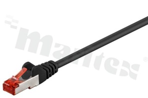 Kabel krosowy; wtyk RJ45 <-> wtyk RJ45; męski;podwójnie ekranowany; klasa ekranowania S/FTP(PiMF);3m;28AWG; ethernet Cat 6; z obustronnym zabezpieczeniem zatrzasku; czarny