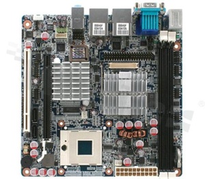 Intel  945GMECore  Duo/Core  Solo/Core  2 Duo Mini ITX Motherboard; 1 PCIex16; 1 PCI 2.2; 1 Mini PCI;CF; 2 SATA; 4COM (2 poweredCOM); 8 USB; 8-bit GPIO; PCIex16 Slot Supports ADD2 VGA/DVI/LVDS/HDMICard