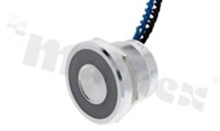 Piezoelectric switch; monostable; 22mm; cable; aluminium; blue ring illumination; IP68K.