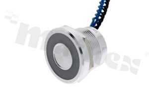Piezoelectric switch; monostable; 22mm; cable; aluminium; blue ring illumination; IP68K.