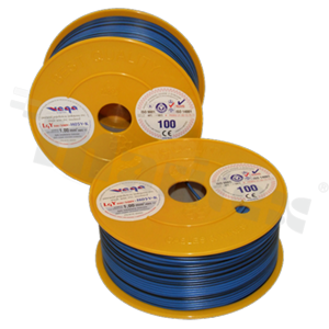 Single wire LGY/H05V-K; with copper multi-strand; blue/black; cross section 1.00mm2; AWG 17; 500V; -40+105 deg.C; 100m.