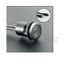 Gniazdo MicroUSB2.0; żeńskie; otwór montażowy 22mm; podłączenie na wtyk MicroUSB2.0 męski; długosć przewodu 60cm; korpus czarny; stop aluminium.