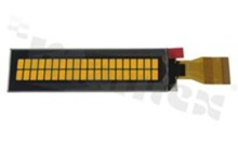 Wyświetlacz LCM OLED; LCD alfanumeryczny; 3.08"; 20x2 znaków; kolor świecenia żółty; obszar aktywny 77.3×11.85 mm; SPI; I2C; FFC do złącza ZIF; 30 pinów