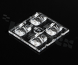 Soczewka do diod LED high power; kąt rozsyłu: asymetryczny EN13201 M-class; ilość diod: 4; rozmiar: 50x50mm; wysokość: 6.47mm; rodzaj materiału: PMMA; sposób mocowania: klej; kołek; śruby