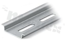 Mounting DIN rail; steel; TS15; 1mm thick; 2m long; slotted; hole width 20mm; silver