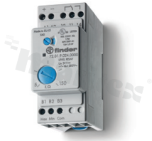 Level control relay for conductive liquids; adjustable sensitivity; 1 changeover contact 16A SPDT; coil voltage 24VAC; coil power 2.5VA; 16A/250VAC; screw terminals; DIN-Rail
