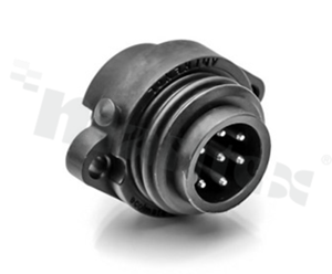 Gniazdo ECOMATE seria C016, 7-stykowe (6+PE), męskie, proste, 12A, 250V, kabel: max 2.5mm2( AWG14), styki srebrzone, lutowane, IP67