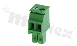 Pluggable terminal block; 3.50mm pitch; 2-ways; female; for wire 0.5-1.50mm2(28-16AWG); wire insertion direction 90° to plug-in direction; p.bronze contacts; brass cage; UL 300/8A