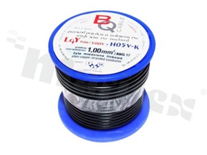 Przewód pojedynczy LGY/H05V-K; z wielodrutową miedzianą żyłą; czarny; przekrój 1.00mm2; AWG 17; 500V; -40+105 st.C; 10m.