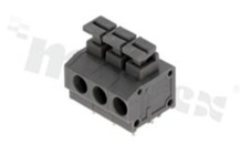 Listwa zaciskowa do PCB; w rastrze 5.00mm; 3-torowa; poziome wejście przewodu; na przewód 1.5mm2 (AWG 20-16); ze stykiem sprężynowym; szara; UL 300V/8A