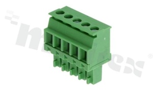 Listwa zaciskowa rozłączalna; w rastrze 3.81mm; 5-torowa; żeńska; na przewód 1.5mm2 (28-16AWG); kierunek wtykania prostopadły do osi przewodów; styki z fosforobrązu; mosiężna klatka; UL 300V/8A