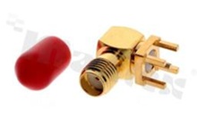 SMA female R/A connector; angled; 50 Ohm; for PCB