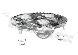 Lens for LED high power; angle: oval 54 x 20 degrees ; Number of LEDs: 3; Dimensions: round 10mm; Height: 7.5mm; material: PC; Fastening: adhesive