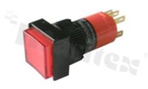 Przełącznik tablicowy; monostabilny; 16mm; klawisz kwadratowy; z podświetleniem czerwonym LED 6V; IP40