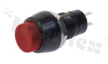 Przełącznik przyciskowy; 2-pozycyjny; 10mm; konektory; przycisk czerwony; 0.25A/50V