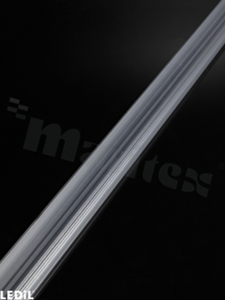 Lens for LED high power; angle: asymmetric; Number of LEDs: linear lens; Dimensions: 40x1140mm; Height: 8.8mm; meterial: PMMA