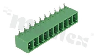 Listwa zaciskowa rozłączalna; w rastrze 3.81mm; 10-torowa; męska; kątowa; zabudowana; UL 300V/8A; TUV:250V/7A