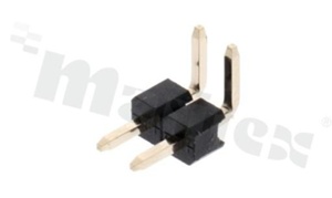 Listwa stykowa do PCB; w rastrze 2.54mm 1x2 styków; montaż THT; męska; kątowa; jednorzędowa