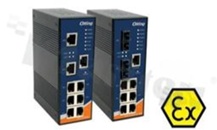 Switch przemysłowy zarządzalny z certyfikacją ATEX; 6 portów 10/100Base-T(X) RJ45 i 2 porty 100/Base-FX; złącze SC; światłówód jednomodowy; 30km/1310nm; temp. pracy -40+70 st.C; zasilanie redundantne 12...48VDC; montaż na szynie DIN