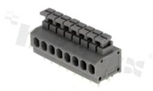 Listwa zaciskowa do PCB; w rastrze 3.81mm; 8-torowa; poziome wejście przewodu; na przewód 1.5mm2 (AWG 20-18); ze stykiem sprężynowym; szara; UL 300V/5A, IEC 250V/10A