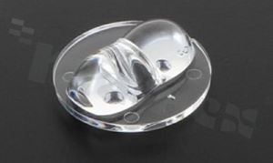 Lens for LED high power; angle: Oval 157 x 62 degrees FWHM; Number of LEDs: 1; Dimensions: round 22mm; Height: 6.9mm; meterial: PMMA; Fastening: glue; pin
