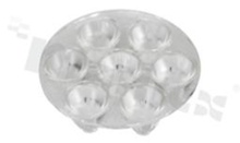 Lens for LED high power; angle: 25 degrees ; Number of LEDs: 7; Dimensions: round 39.15mm; Height: 13.4mm; material: PMMA; PC; Fastening: glue