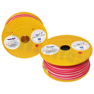 Single wire LGY/H05V-K; with copper multi-strand; red/white; cross section 2.50mm2; AWG 14; 500V; -40+105 deg.C; 50m.