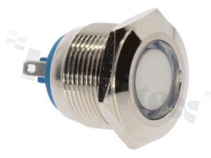 Lampka sygnalizacyjna; 19mm; terminale do lutowania; stal nierdzewna; podświetlenie białe; LED 24V